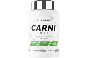 Superset Nutrition - Carni Max (60 caps) - Idéal pour la combustion des graisses - 682 mg de L-carnitine par dose + Choline