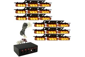 Heinmo 6x9 Led DC 12V 54 LED grille flash Car light Strobe Flash Warning Truck Light Flashing Firemen Lights (Amber)