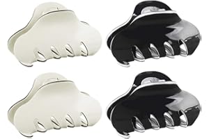 AIPAIDE 4Pcs Pinza de Pelo Acrílico, Clips de Pelo de Garra de Plástico, Garra de Pelo Antideslizante, Pinzas de Pelo Mediano para Chicas Mujeres(Beige y Negro)