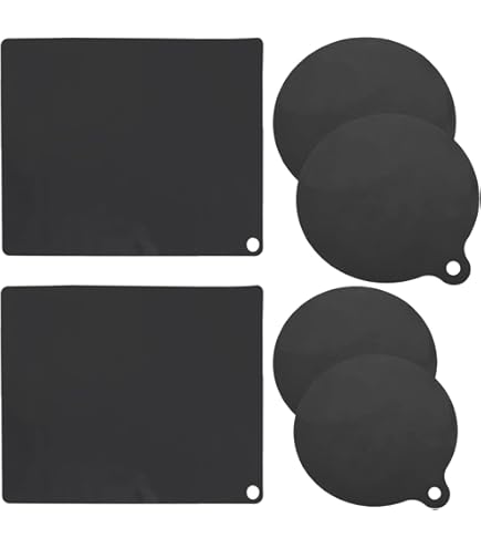 HI NATURE Induktionsschutzmatte 2 Stück - Rutschfest & Spülmaschinenfest | Schwarz