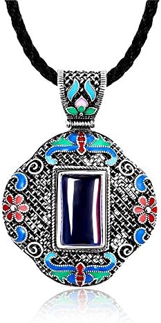 XUHUZI Necklace Pendant Collar A Collar For A Horse Stone Pendant Necklace Folk-Custom Retro Geometry Personality Carved Ms Necklace