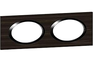 Legrand - Plaque carrée dooxie 2 postes finition effet bois ébène avec bague noire brillante