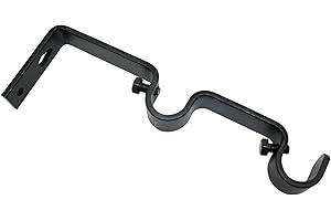 Gardinia Supporto Doppio per bastoni per Tende con Ø 16 mm, 7/7 cm, incl. Materiale di Montaggio, Linea Memphis, Nero Opaco