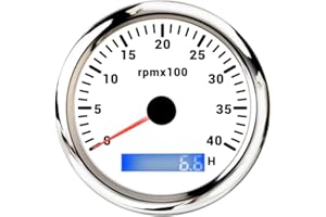 ELING Compteur de vitesse de 85 mm 0–4000 tr/min avec compteur d'heures LCD, rétroéclairage à 7 couleurs pour tracteurs, bateaux et navires