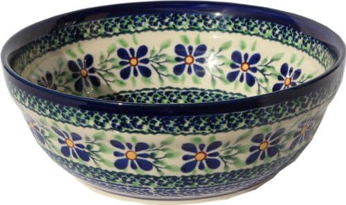 Polish Pottery Cereal / Salad Bowl From Zaklady Ceramiczne Boleslawiec #1152/1-du121 Unikat, Height: 2.6" Diameter: 6.7"