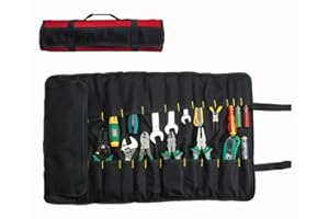 Lichi Tool Roll Bag, Portable tool Bags, 38 pockets Tool Roll Up Bag, Tool Wrap Roll Organisers, Screwdriver Spanner Drive Sockets Roll Tool Organisers Storage - Red