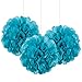 Price comparison product image Unique Party 64223 - 23cm Small Teal Tissue Paper Pom Poms, Pack of 3
