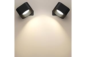 FOMYHEARD 2PC Aplique Pared Interior, LED Lampara de pared 360° Giratoria Lámpara de Interior Batería Recargable Tres Niveles de Temperatura de Color y Brillo, pare Estudio Apliques Pared Dormitorio