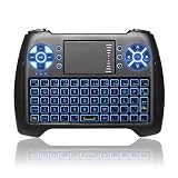 ANEWKODI T16 Mini Teclado Retroiluminado Teclado Inalámbrico con Touchpad Mini Keyboard de Juegos Controlador 2.4GHz Teclado Ergonómico con Ratón para Smart TV, PC, PAD, Google Android TV Box, HTPC, IPTV, XBOX, Soporta Windows 10