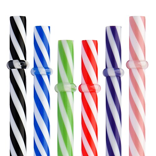Dakoufish 12 Stück 9 Zoll wiederverwendbare Plastik Dick Trink Strohhalme BPA Free Mason Jar Strohhalme Klein Stripe Stroh (DDS004-mischen Farbe)