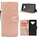Produktbild Samsung Galaxy Note 9 Hülle,Handyhülle für Samsung Galaxy Note 9,Roreikes Simulations Lederhülle Brieftasche Schutzhülle Etui Premium Retro Einfarbig PU Magnetisch Handytasche Kunstleder Ledertasche Flip Case Cover [Standfunktion] mit Kartenfach für Samsung Galaxy Note 9 6.4Zoll-Roségold