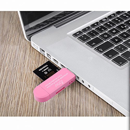Micro USB OTG to USB 2.0 Adapter; SD/Micro SD Card Reader with standard USB Male & Micro USB Male Connector for Smartphones/Tablets with OTG Function(Pink) - 3