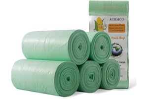 AURMOO 150 Bolsas de Basura Biodegradables 25L, Bolsa de Residuos Orgánica, Bolsas de Basura de Cocina, Bolsas de Basura para Orgánico, Bolsa de Residuos Biológicas(W50xH60cm,Verde)