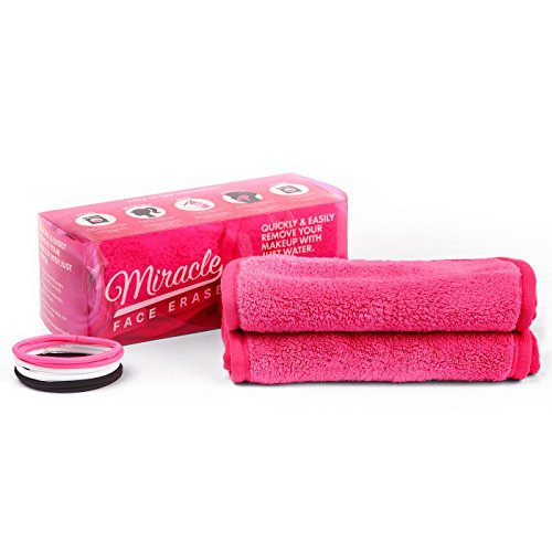 Original MIRACLE FACE ERASE | 2er Set Mikrofaser Make-Up Entferner Tuch | Abschminken und Reinigen nur mit Wasser – ohne Chemie | Microfaser Abschminktuch | hypoallergenes Gesichtsreinigungstuch | 40×18 cm (Pink) - 8