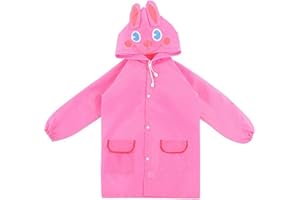 COYUN Poncho Antipioggia per Bambino, Mantella Impermeabile Giacca da Pioggia, 90-120 cm (5-7 anni)(rosa)