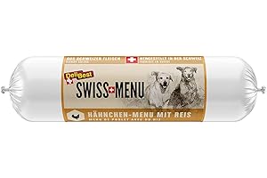 DeliBest SWISS MENU Menu z kurczakiem z ryżem I mokra karma dla psów ze 100% szwajcarskiego mięsa kurczaka I bezglutenowa i bez innych dodatków I wysokiej jakości karma dla dorosłych I 400 g kiełbasy