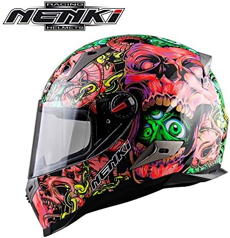 PinkDreamland Motorcycle full face helmet E.C.E certification - Full face motocross helmet Cromwell helmet anti-fog and anti-glare mirror modular flip helmet (M, L, XL, XXL),L