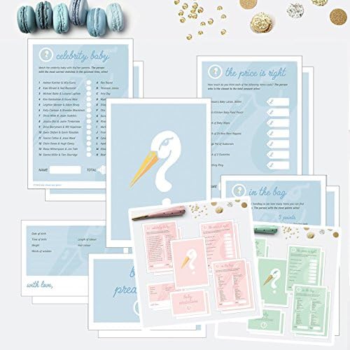 Baby Shower Games Set - Baby Boy Blue, up to 20 Players