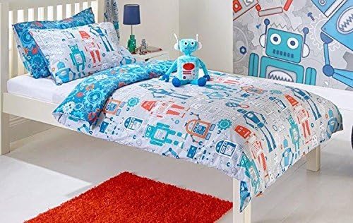 Robot Duvet Cover Set Toddler Bed, Single Bed, Double Bed, Curtains & Wall Art (Toddler Bed Size)