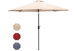 SG TRADERS SG 2.7m Garden Parasol Umbrella Sun Shade Water Repellent Polyester UV 30+180 GSM Umbrella Easy To Open And Close Crank Handle And Tilt Waterproof UV Protection Parasol For Outdoor Beach With