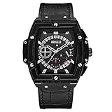 YGMDSL Armbanduhren Männer Quarzwerk Bewegung Freizeit Multifunktions Leuchtend Zeitliche Koordinierung Kalender,Black