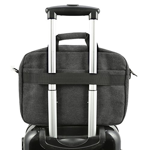 Notebooktasche 13.3, Evecase Universal Canvas Laptop Schutzhülle Aktentasche mit Zubehörfächer, Lasche für Trolleybefestigung für Notebook MacBook Ultrabook Tablet bis 13.3 Zoll – Cooper Grau - 6
