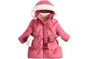 linboo Kinder Winterjacke Mädchen Jacke Gefüttert Warme Wintermantel Outdoor Kapuzenjacke Winddicht Parka mit Plüschhandschuhen Steppjacke