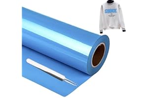 NCRGB Vinilo Textil Termoadhesivo Vinilo(Añadir Herramienta) Papel Transfer para Camisetas,Plotter de Corte,Vinilo Termoadhesivo Textil Fácil de cortar y Transferir (30.5×305cm, Azul cielo)