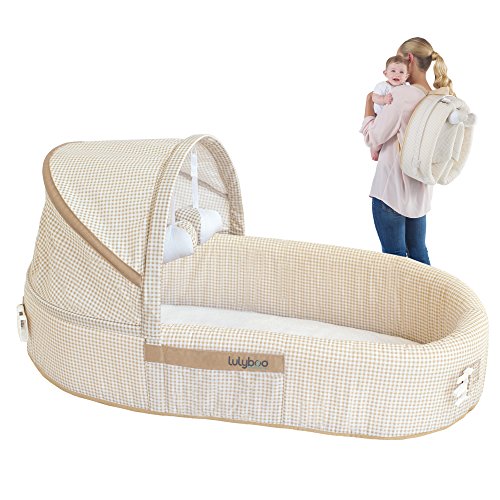 LulyBoo Baby Lounge to Go, FOLDABLE Baby Bassinet / Travel Bed / Cot, Natural Beige
