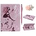 Produktbild iPad Air Schutzhülle - Felfy Ultra Slim Flip Leather Case für / Apple iPad Air / iPad 5 Tablet / Leder Hülle Etui Cover Handytasche / Bling Luxus Glitzer Glanz Steine Rhinetone Einfach Edel Fairy Fee Mädchen Girl Elf Blume Stil / 1x Rosa Flower Anti Dust Plug / 1x Pink Stylus