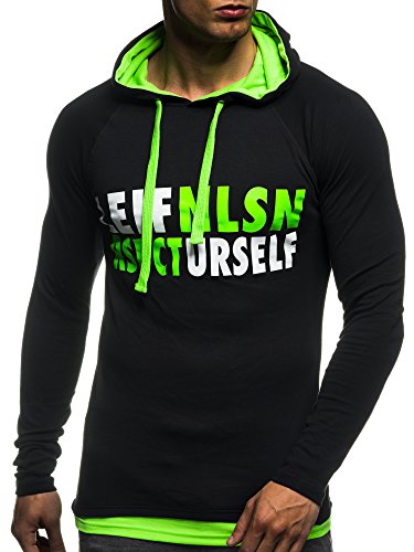 LEIF NELSON GYM Herren Fitness Sweatshirt mit Kapuze Hoodie Langarm Trainingsshirt T-Shirt Training LN06278
