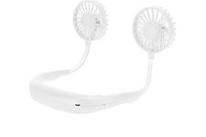 Dpofirs Ventilateur de Cou Portable, Ventilateur Personnel Rechargeable, Mini Ventilateur Rechargeable Réglable à 3 Vitesses, Ventilateur Mains Libres pour les Sports de Jeu (Blanc)