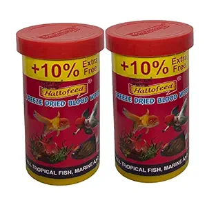 FishAsPets Hallofeed Freeze Dried Blood Worms | 20 Grams - Pack of 2 Pieces | Natural Fish food