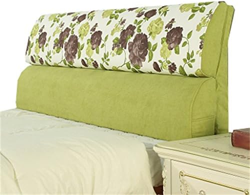 Bed Large Cushions Removable And Washable Double Bed Back Pillow Lumbar Support Bedside Backrest,Green floral ( Size : 203*55cm )