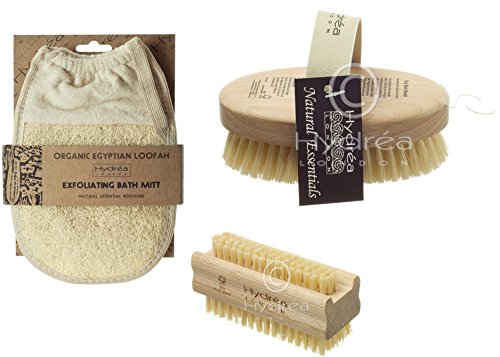 Hydrea Dry Skin Body Brush with Cactus Bristles Egyptian Loofah Exfoliating Glove & Nail Brush With Firm Cactus Bristles