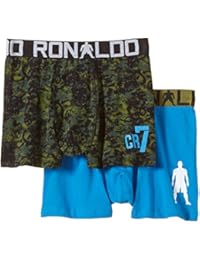 CR7 CRISTIANO RONALDO Enganliegende Boxershorts Line Trunk 2-Pack - Ropa interior deportiva para niño, color azul, talla 146-164 cm