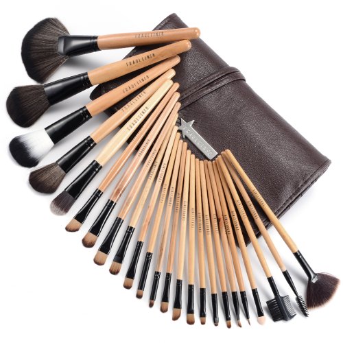 24 PCS WOOLEN LIGNEOUS BRUSHES SET + BROWN CASE