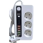 COMSE 4.2a Usb'li Akıllı 3'l&uuml; Priz Zaman Ayarlı 5 Usb 2 Metre Uzatma Kablolu