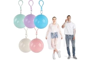 QIYULIN 5 Pcs Disposable Rain Ponchos Emergency Rain Ponchos Colorful Portable Waterproof Raincoats Ball Adult Emergency Raincoats for Hiking Camping, Travel, Outdoor Activities