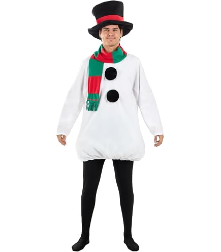Costume Uomo Pupazzo Di Neve Dressforfun - Morbido Corpso Con Pompon, Pantaloni Elastizzati E Cilindro Incluso - Travestimento Carnevale E Halloween (Taglia M)