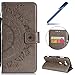 Produktbild Xperia XZ2 Compact Leder Schutzhülle, Xperia XZ2 Compact Flip Hülle, Ysimee Hülle für Sony Xperia XZ2 Compact Ledertasche Hülle Totem Muster PU Leder Flip Case Protective Cover Handy Tasche Schale mit Standfunktion Unterstützte Telefone und Magnetverschluss Schutzhülle Case Bunte Muster Cove im Bookstyle+Blau Stylus Pen, Totemblume- Grau