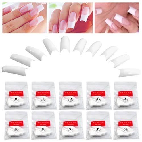 Generic tips 10 Sizes / 500pcs x White French False Full Nails Tips Acrylic Gel Manicure Makeup