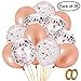 Produktbild 38 Pack Rose Gold Balloons Set Including 12pcs Solid Latex Balloons and 24pcs Clear Confetti Balloons with 2pcs Balloon Ribbons for Hen Party, Birthday Party, Wedding Party Decorations