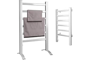 Bakaji 2832767 Radiador Toallero Eléctrico Bajo Consumo Aluminio, 6 elementos, 2en1 suelo o pared