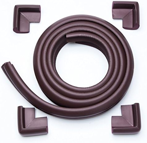 CDQ 13.3ft (13ft Edge + 4 Corners) Edge Guard - Safe Edge and Corner Cushion - Premium Child Safety Home Safety Furniture Bumper and Table Edge Corner Protectors - COFFEE BROWN