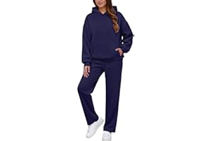 Kobilee Tuta Sportiva Donna Completa 2 Pezzi Tuta Invernale Ginnastica Elegante in Pile Vello Foderato Felpa Cappuccio e Pantaloni Casual Abbigliamento per Jogging Correre Fitness, S-3XL