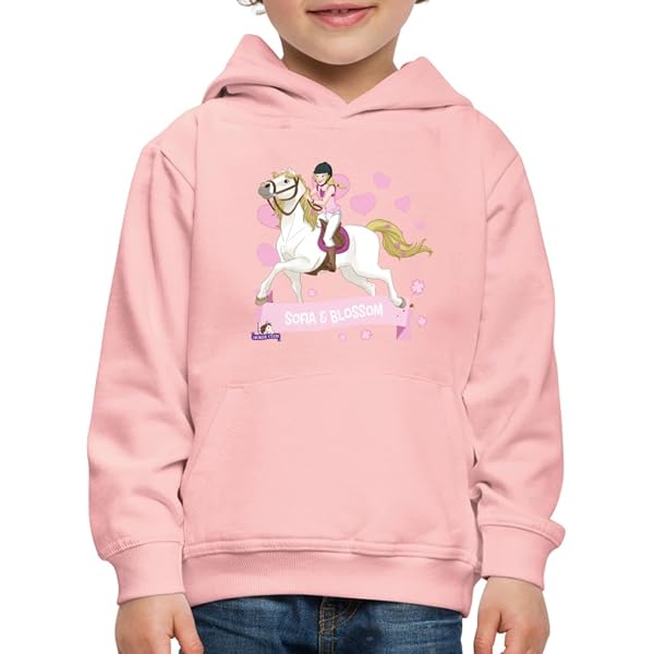 Sweat à Capuche Fille Motif Chevaux - Manches Longues, Poches, Tailles 4-14 Ans