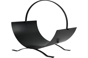 Sterling Ventures Heavy Duty Black Metal Fireplace Curved Log Holder Cradle