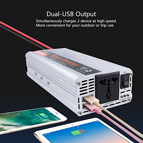 Mesllin Car inverter convertitore 1500 W (3000 W picco) onda sinusoidale modificata DC 12 V a 240 V AC per camion