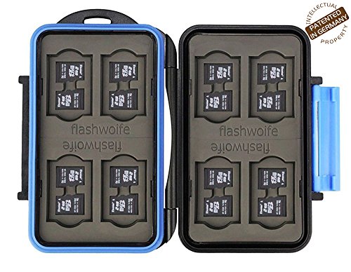 Flashwoife - patentierte Aufnahme - Turtle-MSD16 wasserdichte Speicherkarten Schutzbox für 16 Stück MicroSD Cards Case in schwarz